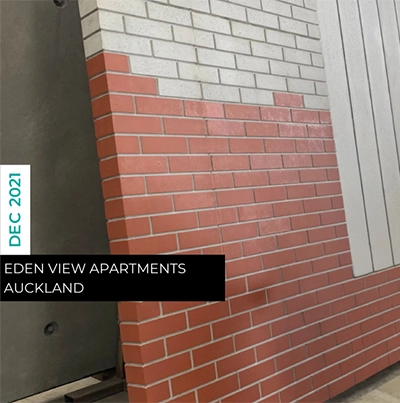 Precast concrete coated to create brickwork in precast factory.