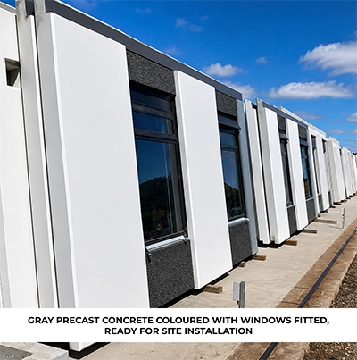 Grey Precast Concrete Coloured with Windows Fitted