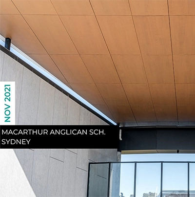 Coated with ECOTONE Long Life Colour Coatings to achieve a timber finish in a bushfire-prone zone.