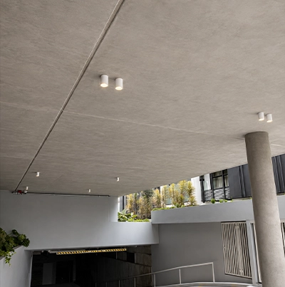 The concrete look on various surfaces of the CANVAS building