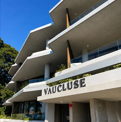 The final product of ECOTONE Minsil applied to all raw concrete areas including soffits, columns, and precast concrete.
