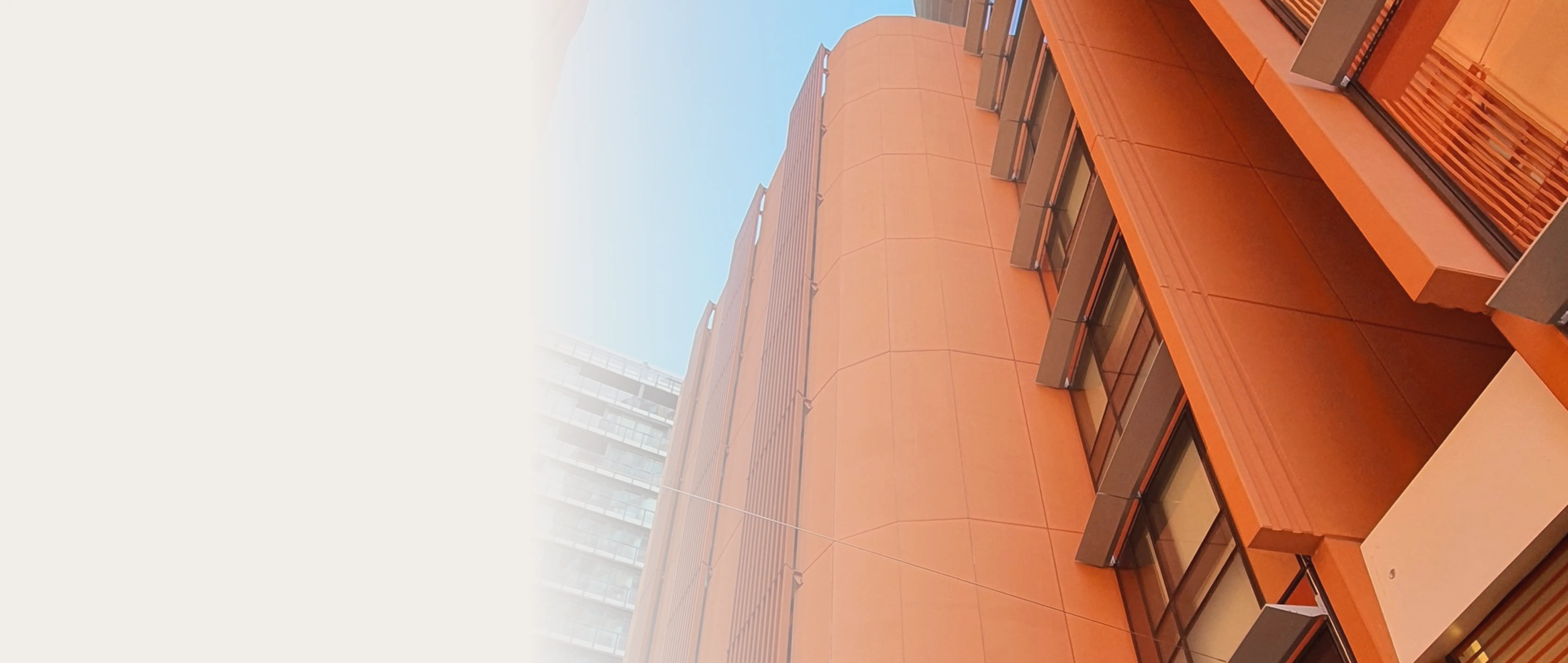 Orange-toned building facade